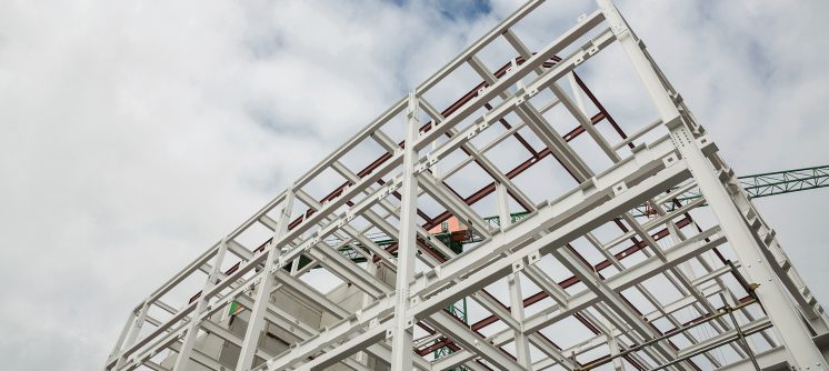 Low angle view of scafolding on building at construction site
