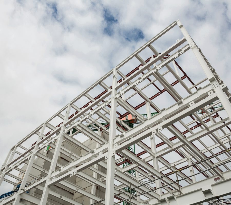 Low angle view of scafolding on building at construction site